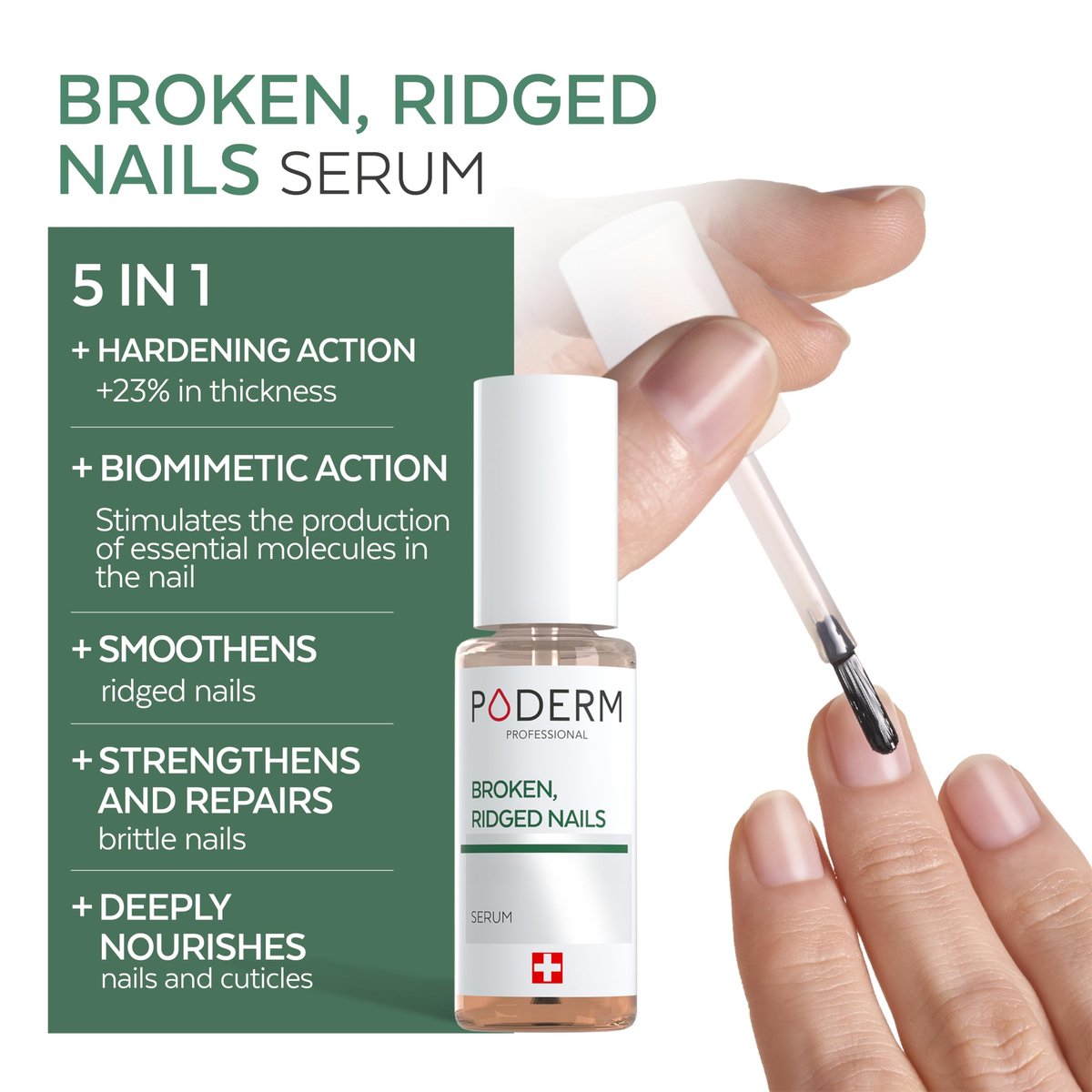 PODERM 100% Natural Nail Repair – Revitalizes Damaged & Split Nails with Hydrating & Exfoliating Formula – Swiss Made Nail Strengthener (0.27 Fl Oz) - görsel 3