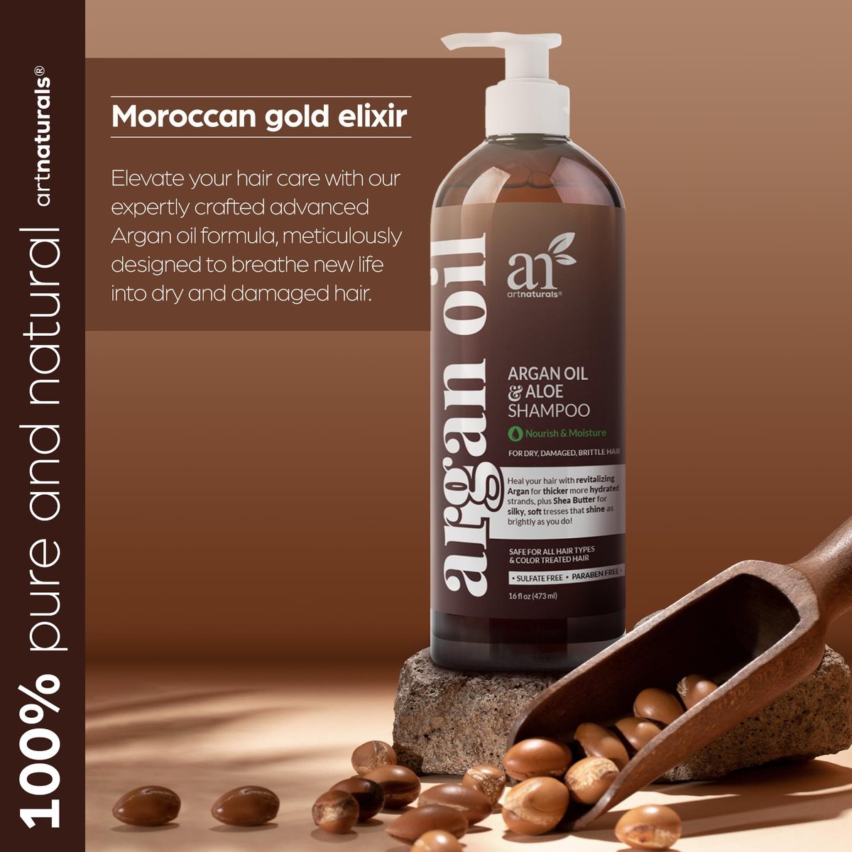 Artnaturals Moroccan Argan Oil Shampoo – Sulfate Free Moisturizing & Volumizing Shampoo for All Hair Types, 16 Fl Oz Avelisse