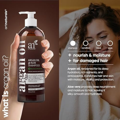 Artnaturals Moroccan Argan Oil Shampoo – Sulfate Free Moisturizing & Volumizing Shampoo for All Hair Types, 16 Fl Oz Avelisse