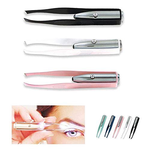 1st Choice Stainless Steel LED Lighted Tweezers for Eyebrows, Eyelashes & Hair Removal - 3 Pack - görsel 2