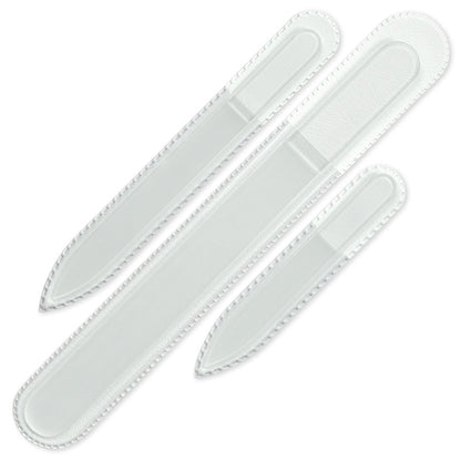 Mont Bleu Professional Set of 3 Czech Glass Nail Files - Genuine Tempered Glass - Handmade Gift Set - Washable Double Sided Etched Nail File for Natural Nails