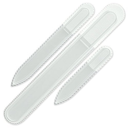 Mont Bleu Professional Set of 3 Czech Glass Nail Files - Genuine Tempered Glass - Handmade Gift Set - Washable Double Sided Etched Nail File for Natural Nails