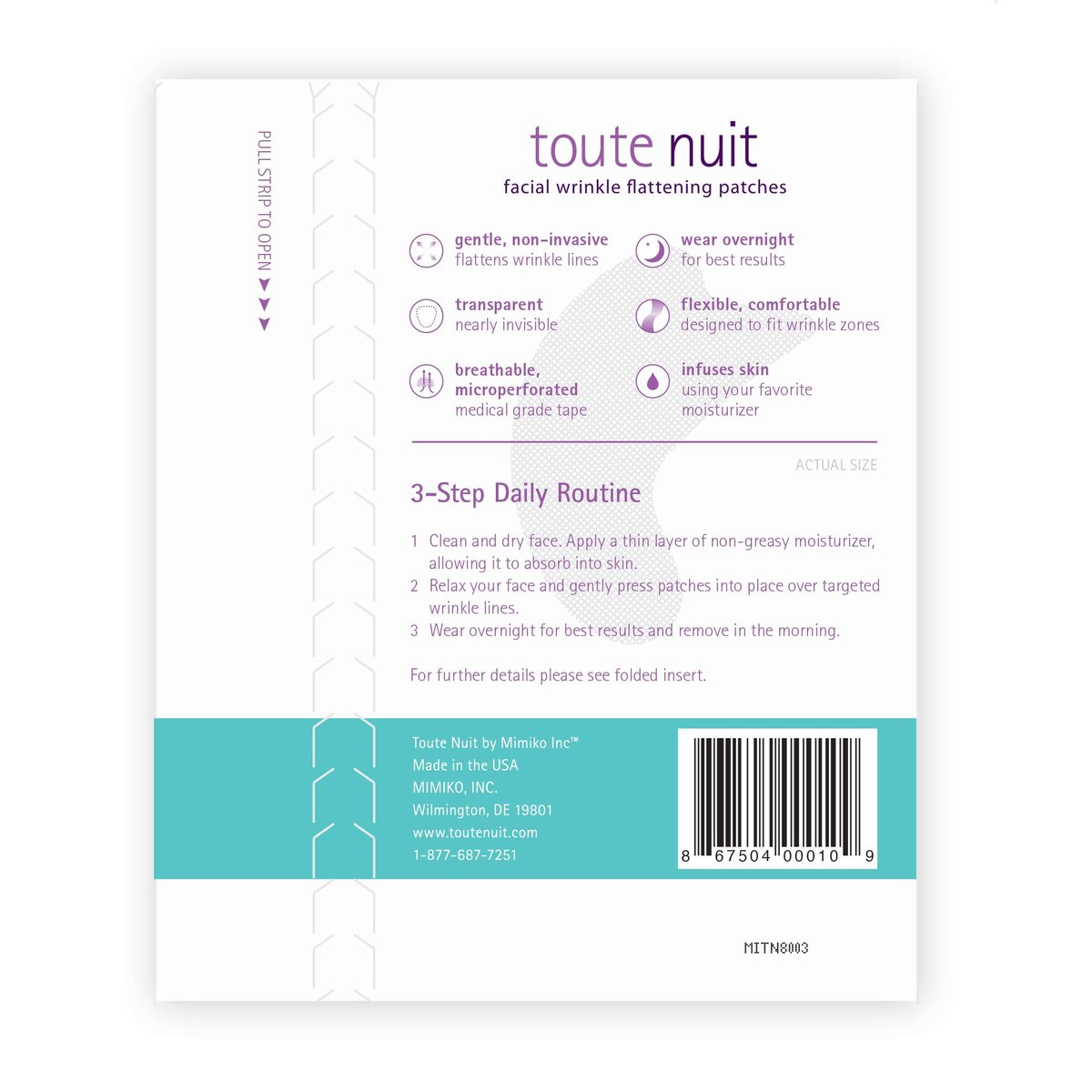 Toute Nuit Wrinkle Patches – Dolphin – Hypoallergenic Face Tape for Around the Mouth – 20 Count, Made in USA Avelisse