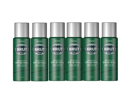 Brut Original Deodorant Body Spray for Men, 200ml (Pack of 6) – Classic Fresh Scent Avelisse