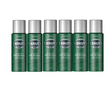 Brut Original Deodorant Body Spray for Men, 200ml (Pack of 6) – Classic Fresh Scent Avelisse