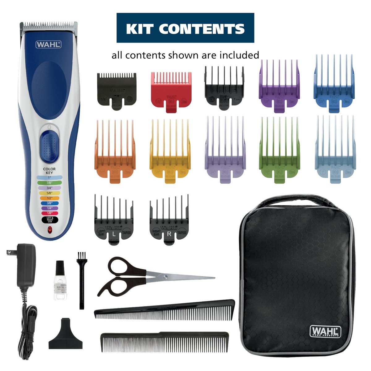 Wahl Color Pro Cordless Rechargeable Hair Clipper & Trimmer – Easy Color-Coded Guide Combs for Men, Women, & Children (Model 9649P) Avelisse