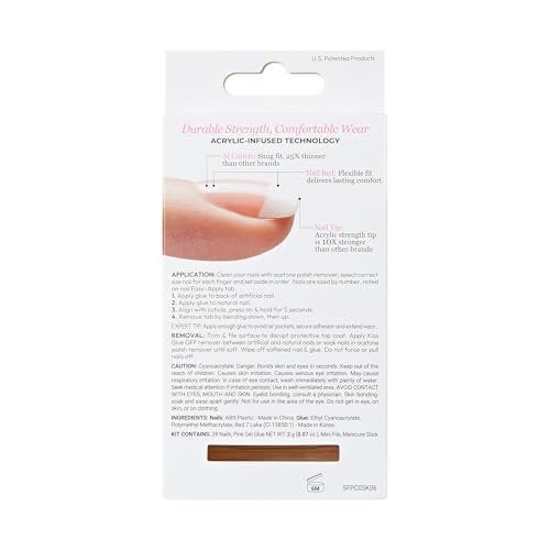 KISS Salon Acrylic Press On Nails - Crush Hour, White Petite Size Squoval Shape - 28 Nails with Glue, File & Stick - görsel 14