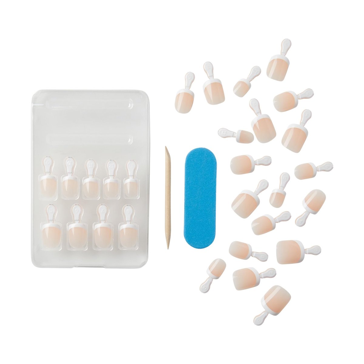 KISS Salon Acrylic Press On Nails - Crush Hour, White Petite Size Squoval Shape - 28 Nails with Glue, File & Stick - görsel 7