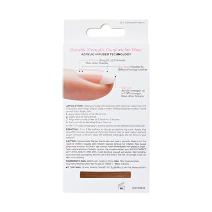 KISS Salon Acrylic Press On Nails - Crush Hour, White Petite Size Squoval Shape - 28 Nails with Glue, File & Stick