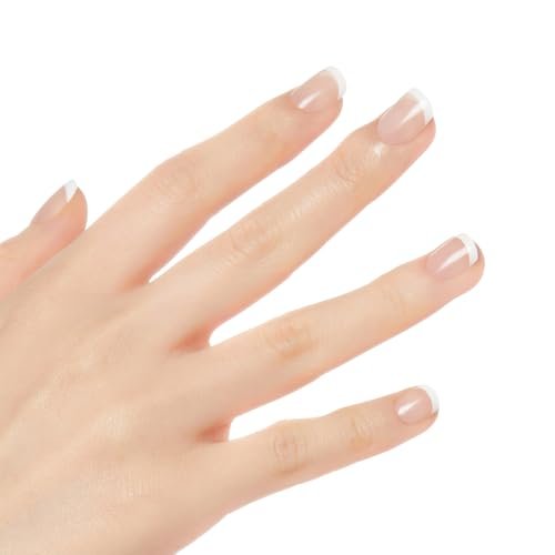KISS Salon Acrylic Press On Nails - Crush Hour, White Petite Size Squoval Shape - 28 Nails with Glue, File & Stick - görsel 6