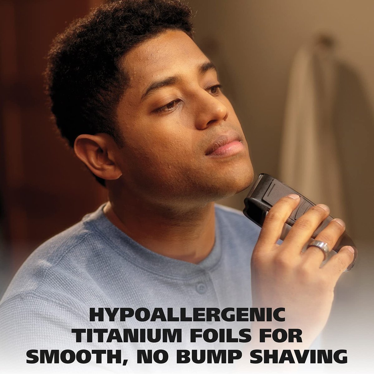 Wahl Bump-Free Rechargeable Foil Shaver - Hypoallergenic Titanium Cutters for Close, Smooth Shaving, Model 7339-300 Avelisse