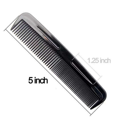 Soft 'N Style 8-Inch Round Handle Comb (2 Pack) with 5-Inch Favorict Pocket Comb - Black Plastic Hair Combs for Fine, Thick, and All Hair Types