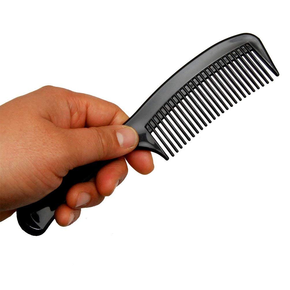 Soft 'N Style 8-Inch Round Handle Comb (2 Pack) with 5-Inch Favorict Pocket Comb - Black Plastic Hair Combs for Fine, Thick, and All Hair Types - görsel 8