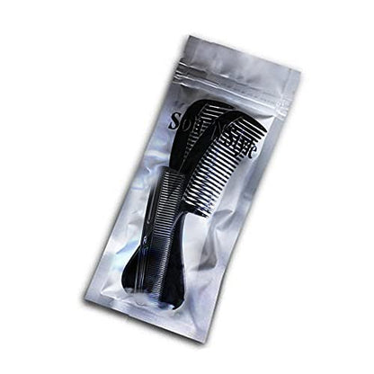 Soft 'N Style 8-Inch Round Handle Comb (2 Pack) with 5-Inch Favorict Pocket Comb - Black Plastic Hair Combs for Fine, Thick, and All Hair Types