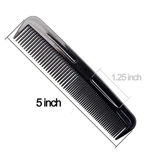 Soft 'N Style 8-Inch Round Handle Comb (2 Pack) with 5-Inch Favorict Pocket Comb - Black Plastic Hair Combs for Fine, Thick, and All Hair Types - görsel 5