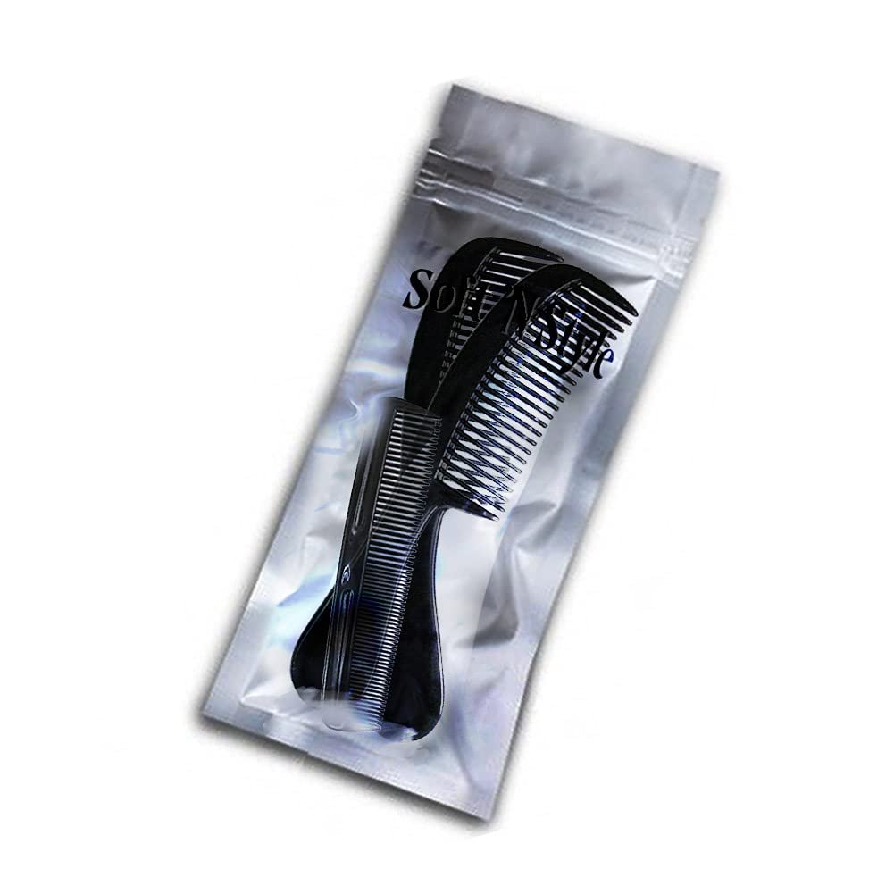 Soft 'N Style 8-Inch Round Handle Comb (2 Pack) with 5-Inch Favorict Pocket Comb - Black Plastic Hair Combs for Fine, Thick, and All Hair Types - görsel 12