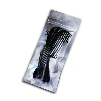 Soft 'N Style 8-Inch Round Handle Comb (2 Pack) with 5-Inch Favorict Pocket Comb - Black Plastic Hair Combs for Fine, Thick, and All Hair Types