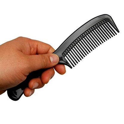 Soft 'N Style 8-Inch Round Handle Comb (2 Pack) with 5-Inch Favorict Pocket Comb - Black Plastic Hair Combs for Fine, Thick, and All Hair Types