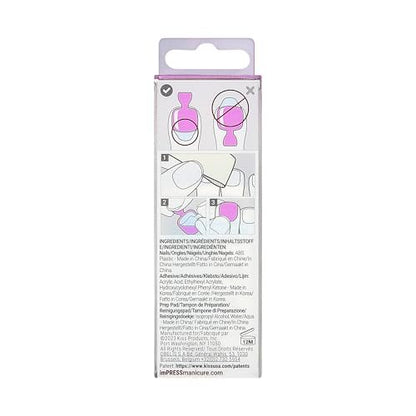 KISS imPRESS Color No Glue Pedi Press-On Toenails - Pink Squoval Shape, Large (24 Nails + Prep Pad + Manicure Stick + Mini File)