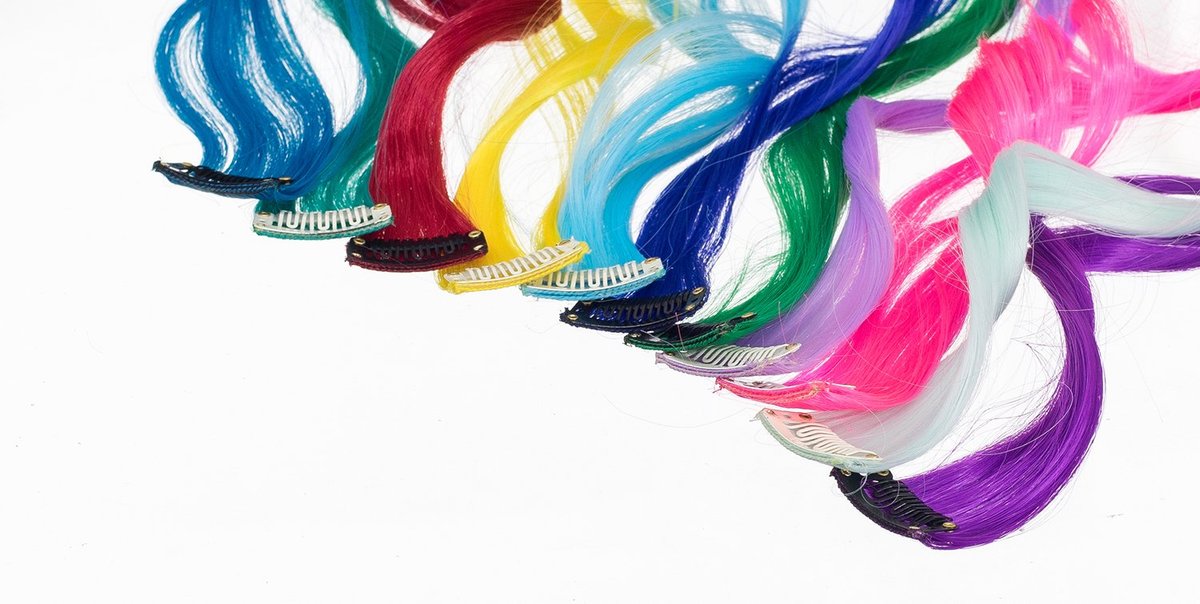 SWACC 22 Pcs Colored Party Highlights Clip-In Hair Extensions - Multi-Colors Synthetic Hairpieces (11 Colors, Curly Wavy) Avelisse