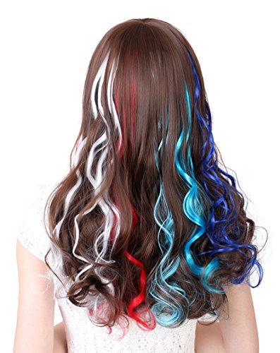 SWACC 22 Pcs Colored Party Highlights Clip-In Hair Extensions - Multi-Colors Synthetic Hairpieces (11 Colors, Curly Wavy) Avelisse