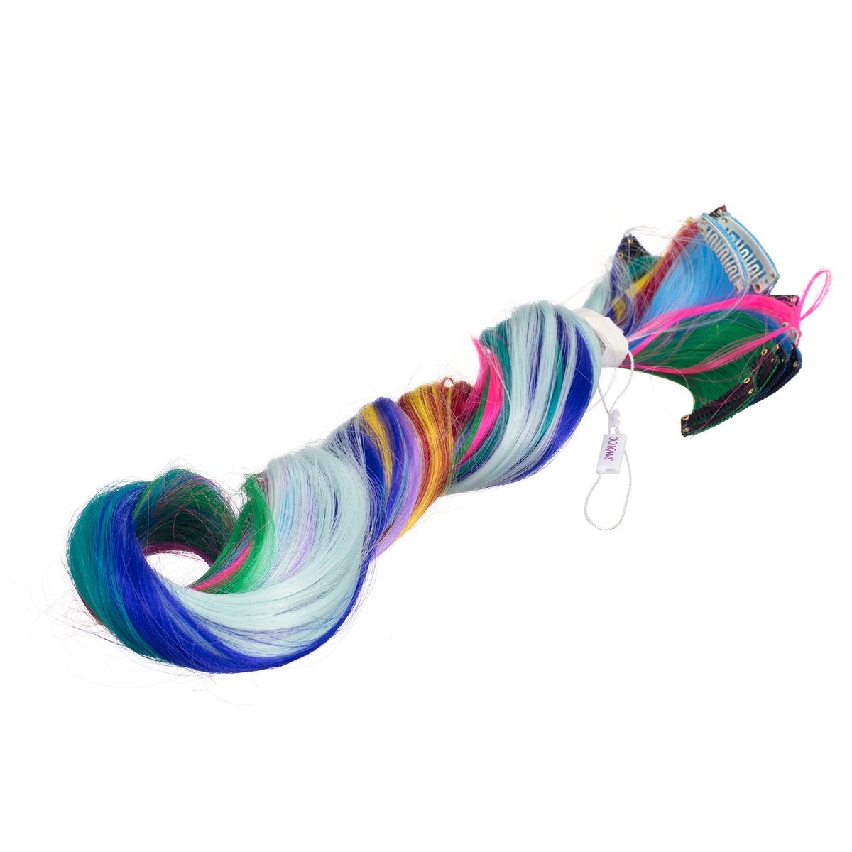 SWACC 22 Pcs Colored Party Highlights Clip-In Hair Extensions - Multi-Colors Synthetic Hairpieces (11 Colors, Curly Wavy) Avelisse