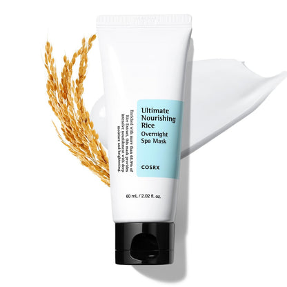 COSRX Ultimate Nourishing Rice Overnight Spa Mask – 60ml / 2.02 fl.oz | Rice Extract 68% & Niacinamide 2% | Korean Night Cream for Glowing Skin
