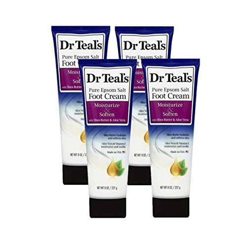 Dr. Teal's Pure Epsom Salt Foot Cream Gift Set (4 Pack, 8 oz Each) - Moisturize & Soften with Shea Butter & Aloe Vera - Soothes Aches & Promotes Healthy Skin Avelisse