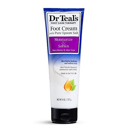 Dr. Teal's Pure Epsom Salt Foot Cream Gift Set (4 Pack, 8 oz Each) - Moisturize & Soften with Shea Butter & Aloe Vera - Soothes Aches & Promotes Healthy Skin Avelisse