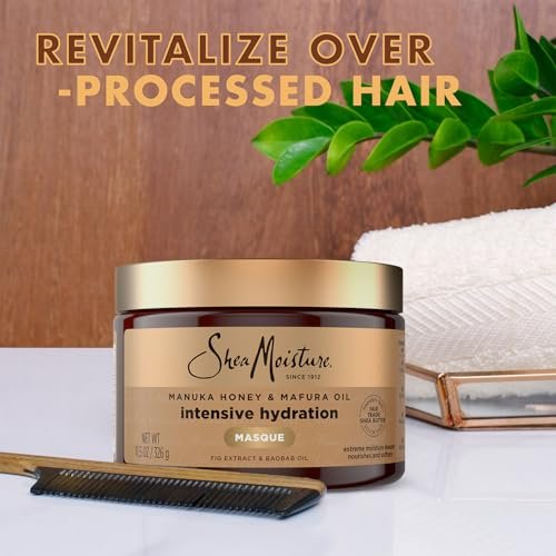 Shea Moisture Manuka Honey & Mafura Oil Intensive Hydration Masque 2-Pack for Extra Dry, Damaged Hair – Frizz Control, 12 oz Each Avelisse