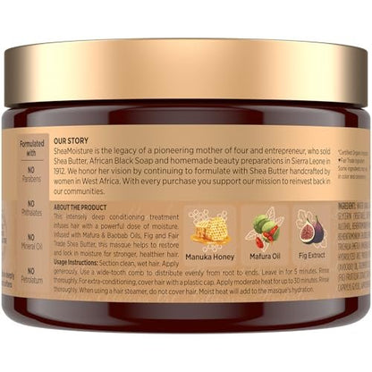 Shea Moisture Manuka Honey & Mafura Oil Intensive Hydration Masque 2-Pack for Extra Dry, Damaged Hair – Frizz Control, 12 oz Each Avelisse