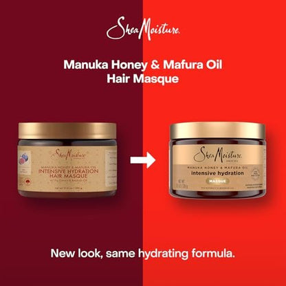 Shea Moisture Manuka Honey & Mafura Oil Intensive Hydration Masque 2-Pack for Extra Dry, Damaged Hair – Frizz Control, 12 oz Each Avelisse