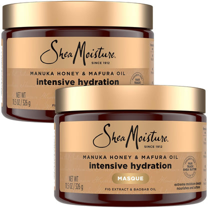 Shea Moisture Manuka Honey & Mafura Oil Intensive Hydration Masque 2-Pack for Extra Dry, Damaged Hair – Frizz Control, 12 oz Each Avelisse
