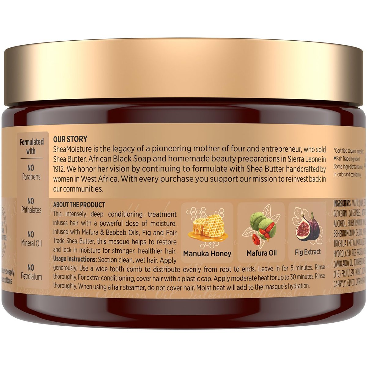 Shea Moisture Manuka Honey & Mafura Oil Intensive Hydration Masque 2-Pack for Extra Dry, Damaged Hair – Frizz Control, 12 oz Each Avelisse