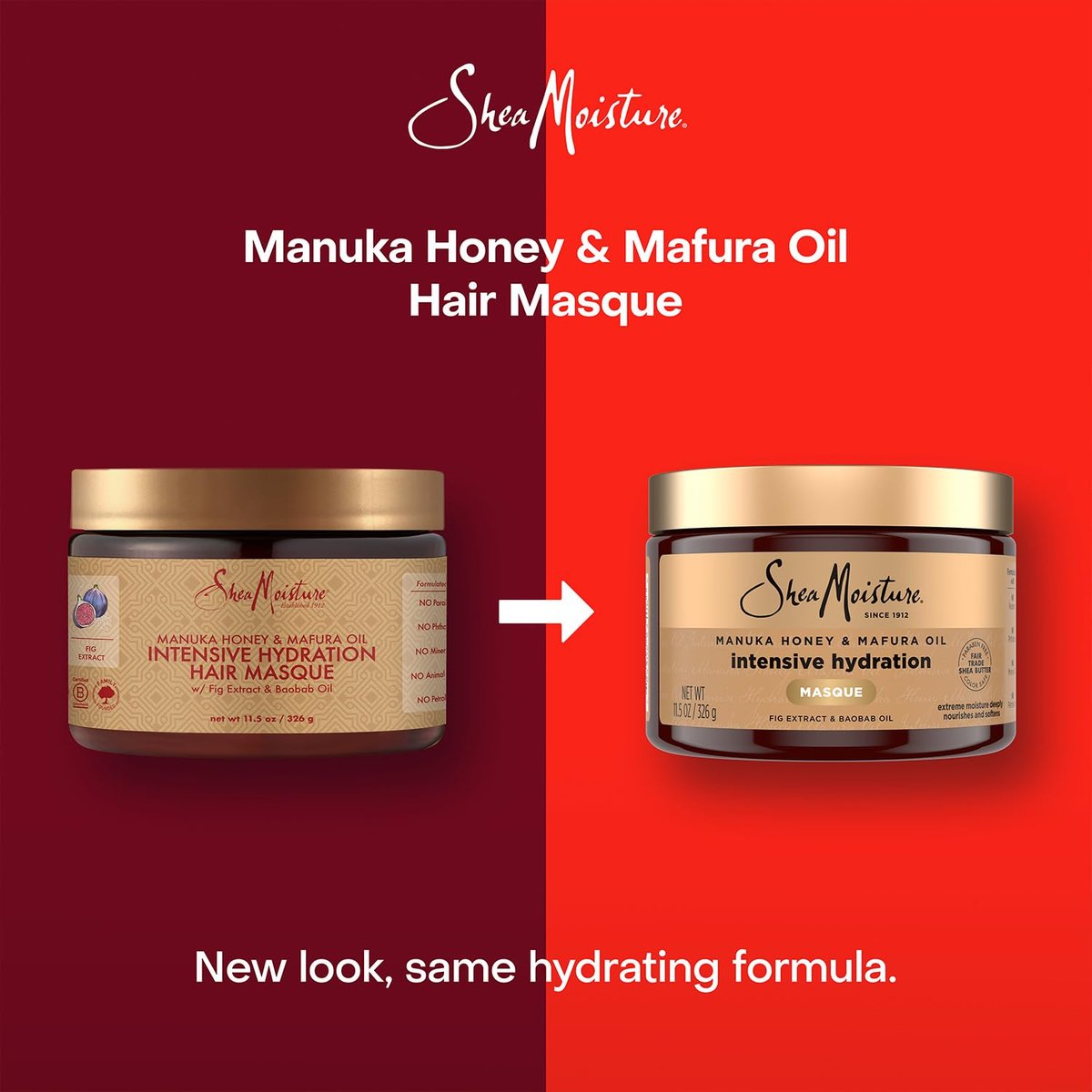 Shea Moisture Manuka Honey & Mafura Oil Intensive Hydration Masque 2-Pack for Extra Dry, Damaged Hair – Frizz Control, 12 oz Each Avelisse