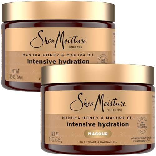 Shea Moisture Manuka Honey & Mafura Oil Intensive Hydration Masque 2-Pack for Extra Dry, Damaged Hair – Frizz Control, 12 oz Each Avelisse