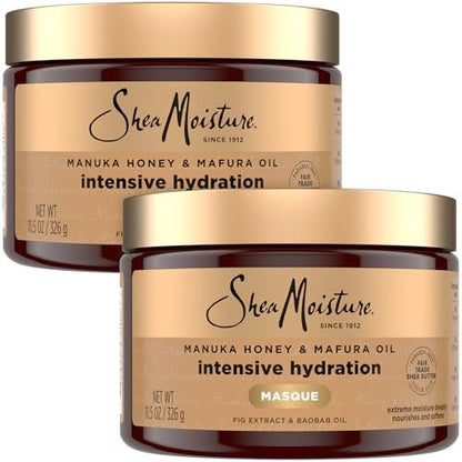 Shea Moisture Manuka Honey & Mafura Oil Intensive Hydration Masque 2-Pack for Extra Dry, Damaged Hair – Frizz Control, 12 oz Each Avelisse