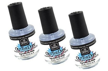 INM Out The Door Number 1 Super Fast Drying Nail Top Coat - 3-Pack of 0.3 fl oz Bottles Avelisse