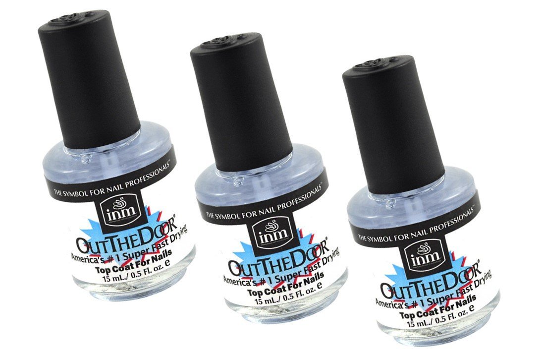 INM Out The Door Number 1 Super Fast Drying Nail Top Coat - 3-Pack of 0.3 fl oz Bottles Avelisse