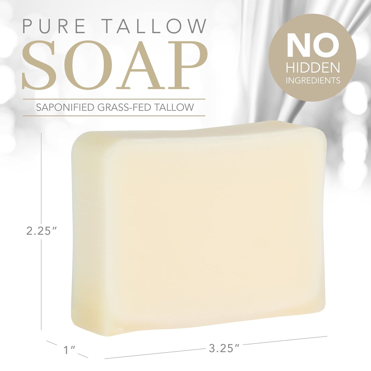 Natural Tallow Bar Soap for Sensitive Skin – Unscented, Handmade, 4 oz – Relieves Eczema Symptoms – No Additives, Palm Oil-Free - görsel 4