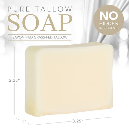 Natural Tallow Bar Soap for Sensitive Skin – Unscented, Handmade, 4 oz – Relieves Eczema Symptoms – No Additives, Palm Oil-Free