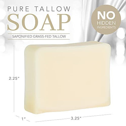 Natural Tallow Bar Soap for Sensitive Skin – Unscented, Handmade, 4 oz – Relieves Eczema Symptoms – No Additives, Palm Oil-Free
