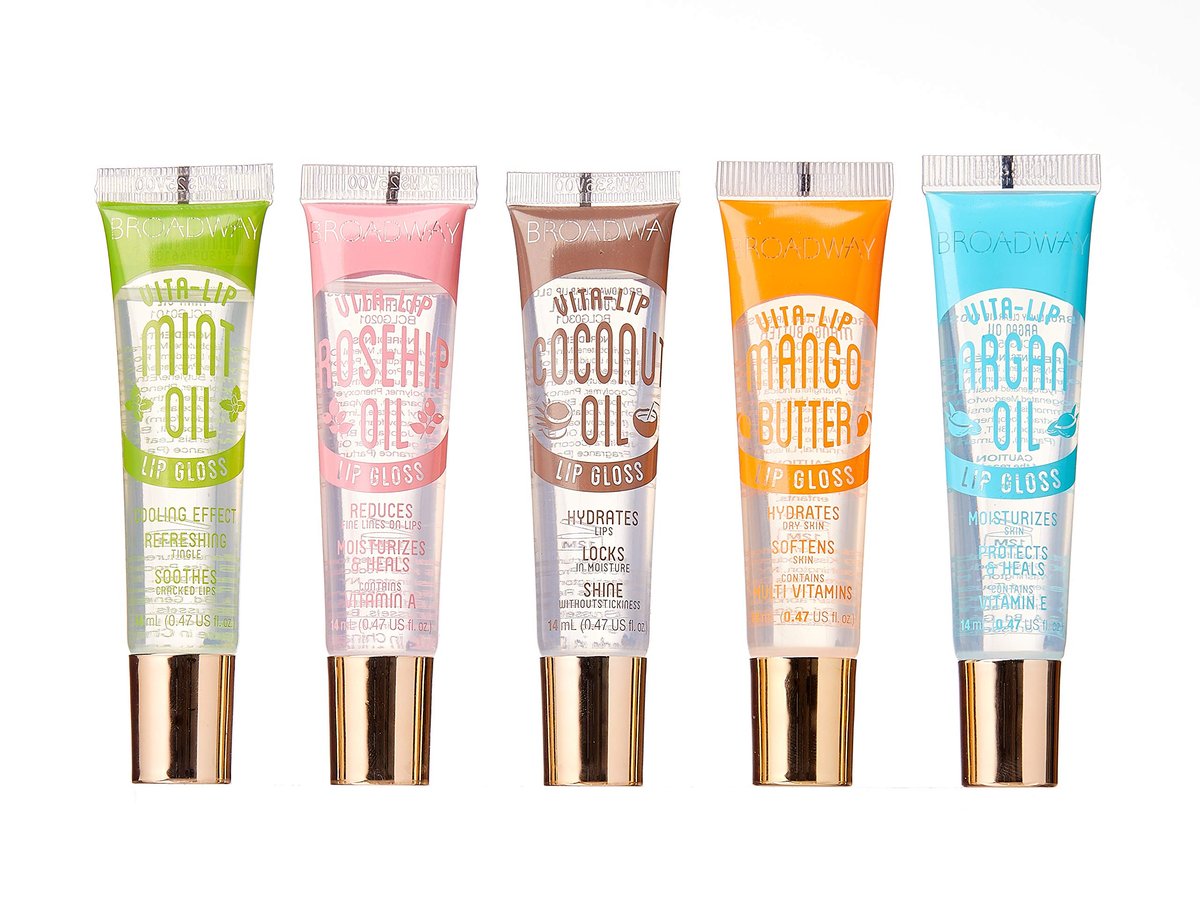 Ruby Kisses Broadway Vita-Lip Clear Lip Gloss 5-Pack: Mint, Rosehip, Coconut, Argan Oil, Mango Butter - Ultra-Hydrating High-Shine Non-Sticky Finish - görsel 2