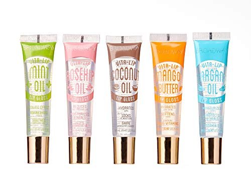 Ruby Kisses Broadway Vita-Lip Clear Lip Gloss 5-Pack: Mint, Rosehip, Coconut, Argan Oil, Mango Butter - Ultra-Hydrating High-Shine Non-Sticky Finish - görsel 1