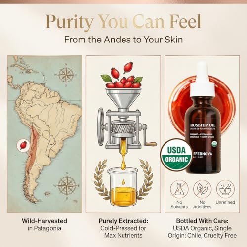 Offernova Organic Rosa de Mosqueta Oil - USDA Certified Rosehip Seed Oil, Cold Pressed, 1 oz Avelisse