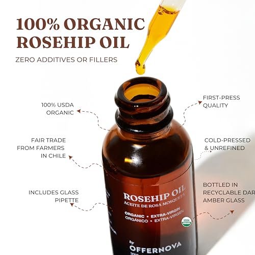 Offernova Organic Rosa de Mosqueta Oil - USDA Certified Rosehip Seed Oil, Cold Pressed, 1 oz Avelisse