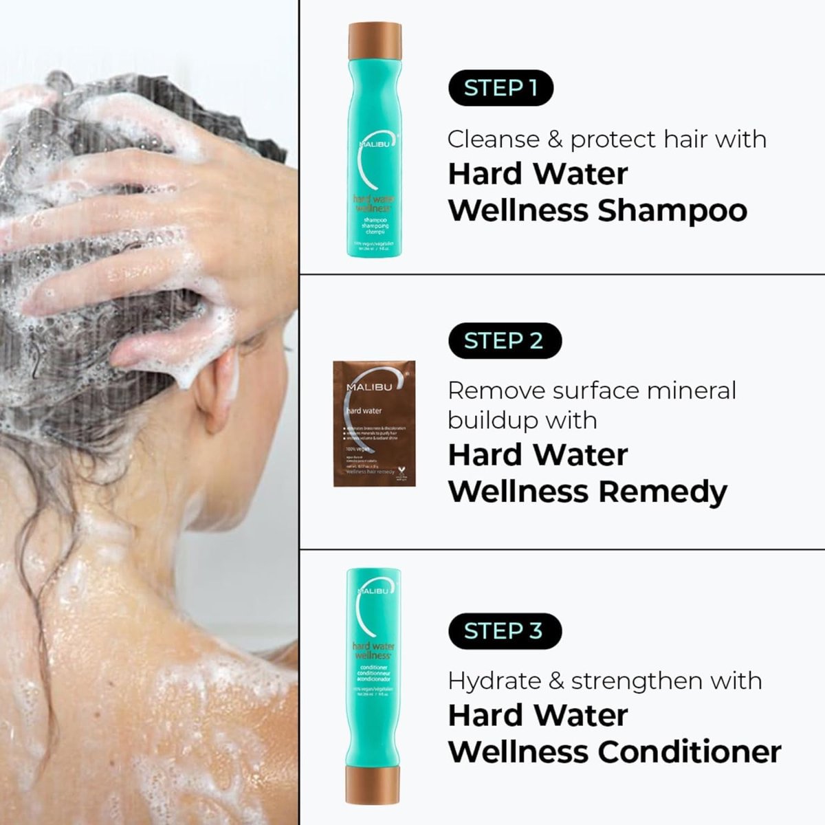Malibu C Hard Water Wellness Shampoo – Hydrating, Sulfate-Free Hair Care for Hard Water, Removes Minerals and Buildup (9 oz) - görsel 10