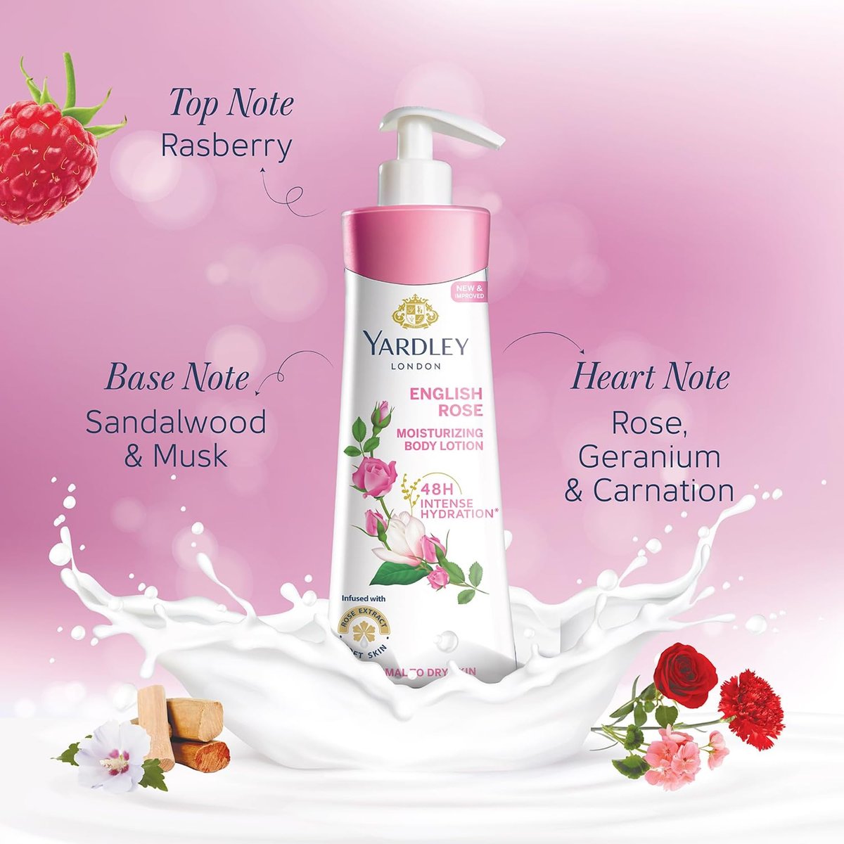 YARDLEY LONDON English Rose Moisturizing Body Lotion 400 ml – Hydrating & Fragrant Daily Lotion - görsel 9