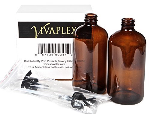 Vivaplex 16 oz Amber Glass Bottles with Black Lotion Pumps (2-Pack) - Empty Dispenser for Soap, Lotion, or Essential Oils - görsel 6