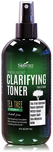 Oleavine TheraTree Clarifying Toner with MSM, Tea Tree & Neem Hydrosol - Alcohol-Free Complexion Control for Face & Body - Reduces Appearance of Pores & Controls Oil - 8 Fl Oz Avelisse